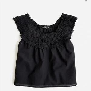 J. Crew Womens Cotton Voile Smocked Textured Rosalie Top CA594 Black Size XS NWT